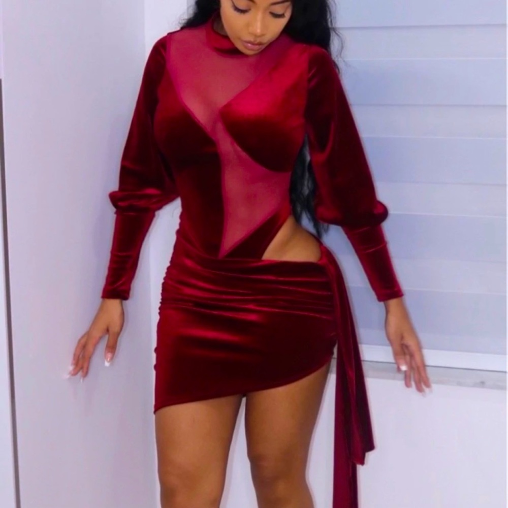 small velvet red formal dress. completely brand new, unopened from the packaging